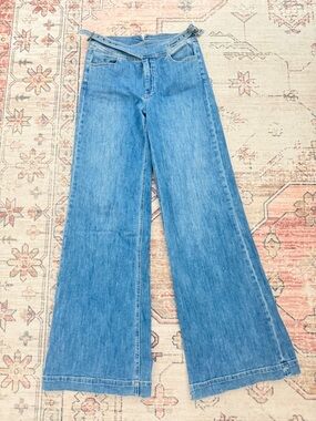 PAIGE Light Blue Wide Leg High-Rise Jeans